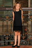 Black Stretchy Sleeveless Fancy Mother Daughter Dresses With Lace Trim - Pineapple Clothing