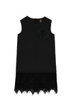 Black Stretchy Sleeveless Fancy Mother Daughter Dresses With Lace Trim - Pineapple Clothing
