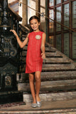 Coral Red Crochet Lace Holiday Beautiful Mother Daughter Shift Dress - Pineapple Clothing