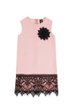 Blush Pink Stretchy Sleeveless Mother Daughter Dress with Black Lace - Pineapple Clothing