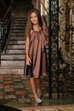 Chocolate Brown Charmeuse Halter Swing Summer Mommy and Me Dresses - Pineapple Clothing