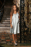 Silver Grey Charmeuse Day Cute Fancy Halter Swing Mommy and Me Dress - Pineapple Clothing