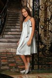 Silver Grey Charmeuse Day Cute Fancy Halter Swing Mommy and Me Dress - Pineapple Clothing