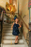 Navy Floral Halter Swing Holiday Princess Dress - Girls - Pineapple Clothing