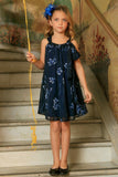 Navy Floral Halter Swing Holiday Princess Dress - Girls - Pineapple Clothing