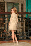 Beige Stretchy Lace Empire Waist Three-Quarter Sleeve Dress - Girls - Pineapple Clothing