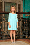 Mint Blue Lace Empire Waist Three-Quarter Sleeve Mother Daughter Dress - Pineapple Clothing