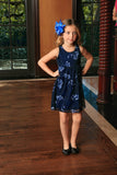 Navy Blue Floral Lace Empire Waist Sleeveless Day Mommy and Me Dress