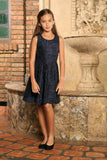 Navy Animal Print Sleeveless Skater Fit & Flare Mother Daughter Dress