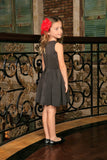 Black Grey Sleeveless Skater Fit and Flare Party Mother Daughter Dress
