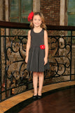 Black Grey Sleeveless Skater Fit and Flare Party Mother Daughter Dress