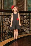Black Grey Sleeveless Skater Fit and Flare Party Mother Daughter Dress