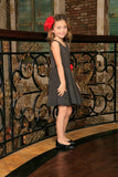 Black Grey Sleeveless Skater Fit and Flare Party Mother Daughter Dress