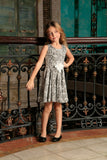 Black White Stretchy Sleeveless Skater Fit Flare Mother Daughter Dress