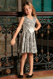 Black White Stretchy Sleeveless Skater Fit & Flare Party Dress - Girls - Pineapple Clothing