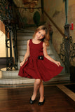 Ruby Red Floral Sleeveless Skater Cute Princess Party Dress - Girls - Pineapple Clothing