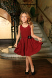 Ruby Red Floral Sleeveless Skater Fit and Flare Mother Daughter Dress