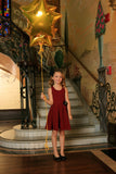 Ruby Red Floral Sleeveless Skater Cute Princess Party Dress - Girls - Pineapple Clothing