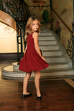 Ruby Red Floral Sleeveless Skater Cute Princess Party Dress - Girls - Pineapple Clothing