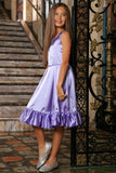 Lavender Charmeuse Fit & Flare Ruffle-Hem Spring Holiday Dress - Girls - Pineapple Clothing