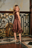 Chocolate Brown Charmeuse Fit Flare Party Princess Midi Dress - Girls - Pineapple Clothing