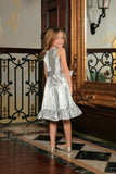 Silver Grey Charmeuse Fit & Flare Ruffle-Hem Midi Mommy and Me Dresses