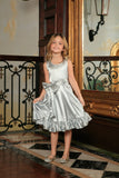 Silver Grey Charmeuse Fit & Flare Ruffle-Hem Midi Mommy and Me Dresses