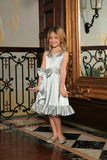Silver Grey Charmeuse Fit & Flare Ruffle-Hem Midi Mommy and Me Dresses