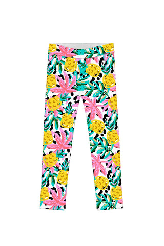 Pineapple Feast Lucy Colorful Summer Tropical Print Leggings - Girls