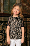 Black Lace Elbow 3/4 Sleeve Dressy Evening Party Mommy and Me Top