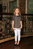 Black Lace Elbow 3/4 Sleeve Dressy Evening Party Mommy and Me Top