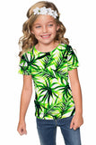 Island Life Zoe Green Tropical Print Cute Designer Resort T-Shirt Girl