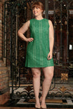 Turquoise Green Crochet Sleeveless Party A-line Curvy Dress Plus Size