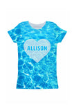 Harmony Song Customized NAME Zoe Heart Blue Tee - Girls - Pineapple Clothing
