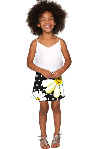 He Loves Me Aria Black Daisy Flower A-Line Skirt - Girls - Pineapple Clothing