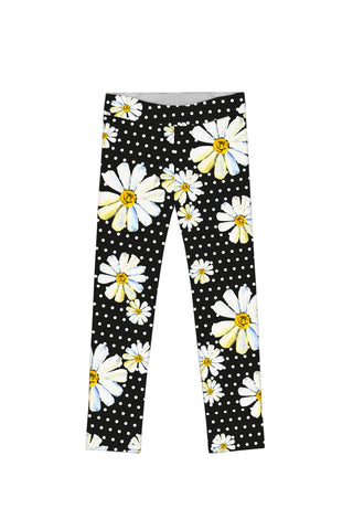 He Loves Me Lucy Black Daisy Flower Print Legging - Girls - Pineapple Clothing