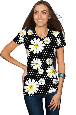 He Loves Me Zoe Black Floral Print Designer Tee - Women - Pineapple Clothing