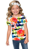 Hey-Sailor! Zoe Striped Floral Print Cute Designer Tee - Girls - Pineapple Clothing