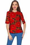 Hot Tango Sophia Red Floral Evening Sleeved Top - Women - Pineapple Clothing