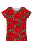 Hot Tango Zoe Red Floral Print Fancy Designer Tee - Women - Pineapple Clothing