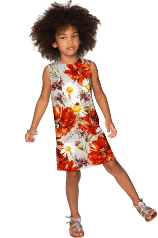 In The Wheat Field Adele Fancy Grey Floral Shift Dress - Girls - Pineapple Clothing