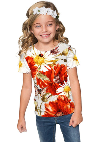 In The Wheat Field Zoe Floral Print Designer T-Shirt - Girls - Pineapple Clothing
