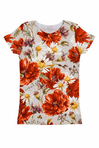 In the Wheat Field Zoe Floral Print Designer T-Shirt - Women - Pineapple Clothing