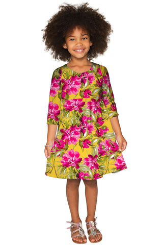 Indian Summer Gloria Fit & Flare Flower Print Dress - Girls - Pineapple Clothing