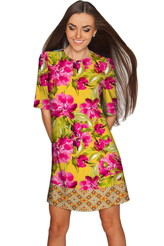 Indian Summer Grace Sleeved Floral Shift Dress - Women - Pineapple Clothing