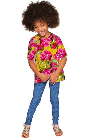 Indian Summer Sophia Catchy Floral Print Fancy Top - Girls - Pineapple Clothing