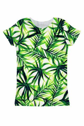 Island Life Zoe Green Floral Print Designer Eco Tee - Women - Pineapple Clothing