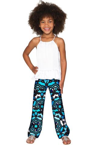 Kaleidoscope Amelia Trendy Blue Stretch Palazzo Pant - Girls - Pineapple Clothing