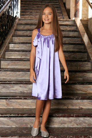 Lavender Charmeuse Halter Swing Summer Dress - Girls