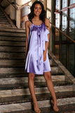 Lavender Charmeuse Halter Swing Spring Summer Party Dress - Women